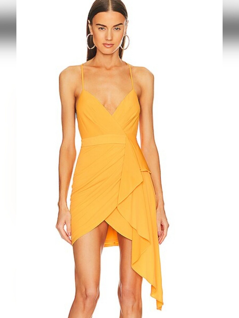 Michael Costello x REVOLVE Mona Yellow Draped Wrap Mini Dress Like New